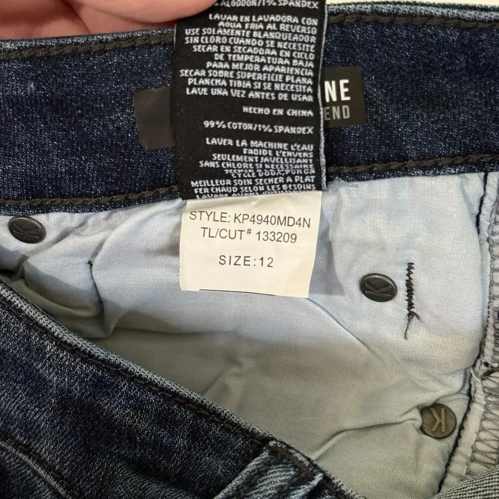 NEW KUT from the Kloth Catherine Boyfriend Jeans 12 Blue Dark Wash Distressed